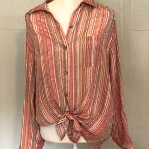Zac & Rachel lightweight long sleeve stripe blouse. Sz 1X